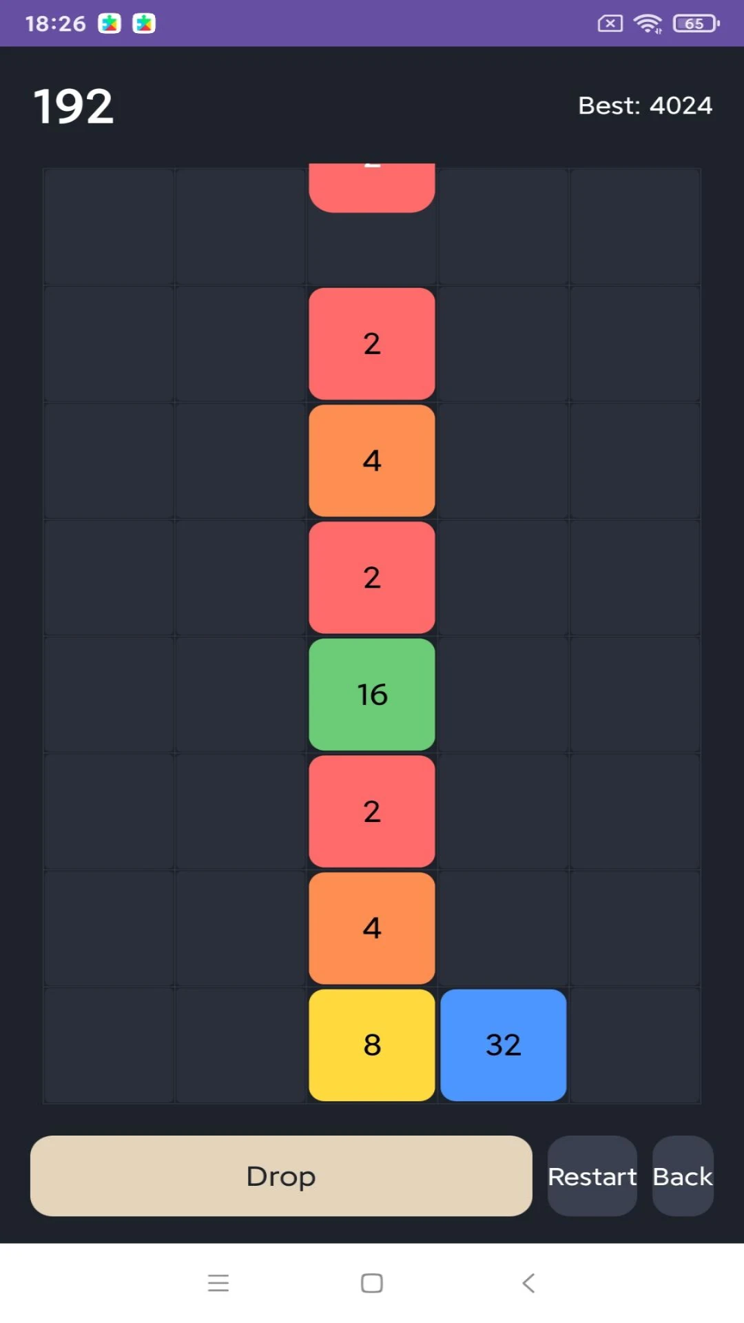 Drop Number: 2048 Merge Block screenshot